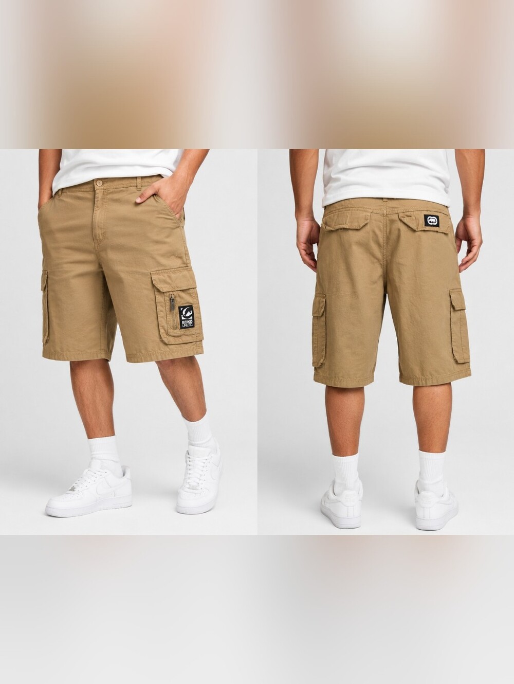 👖 Ecko Unltd. Khaki Cargo Shorts Men's Size 42 Utility Streetwear Shorts